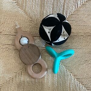 Wooden and Silicone Baby Teether Set